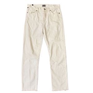 Citizens of Humanity Harlow Ankle High Rise Slim Crop Jean Raw Hem White Size 26
